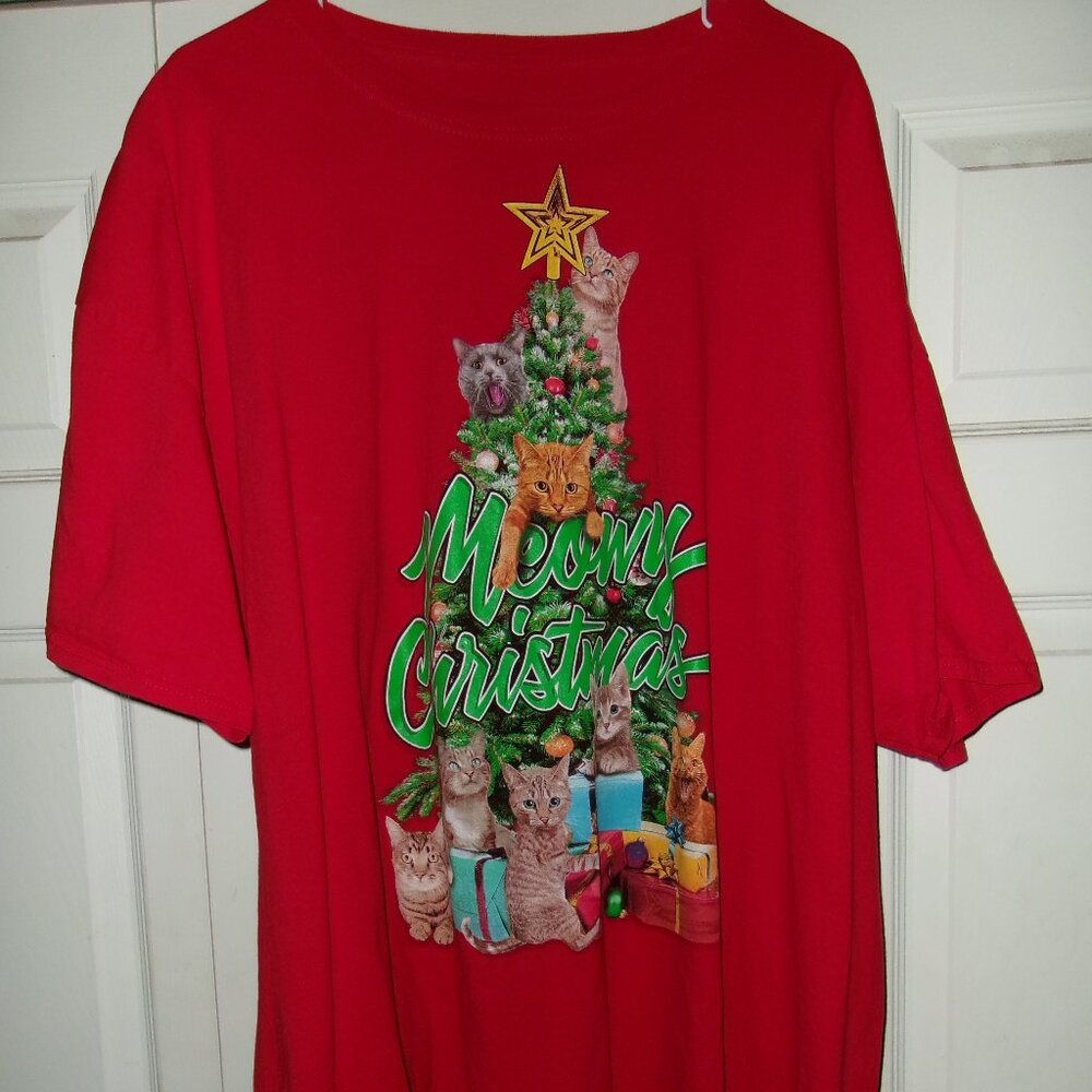 Men's Christmas Cat Shirt Size 2XL